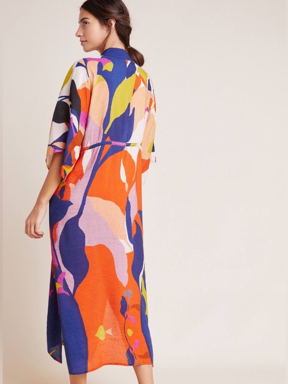 Women’s Multicolor Printed Swim Cover-Up - Bold Orange & Blue